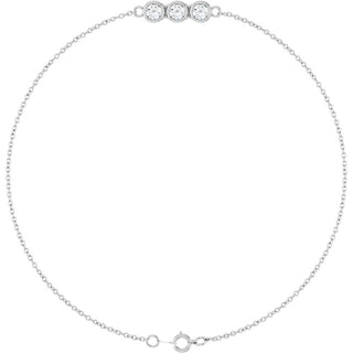 Sterling Silver 1/4 CTW Lab-Grown Diamond Three-Stone Line  7" Bracelet 