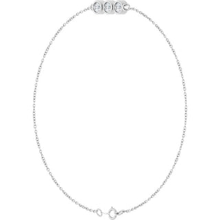 14K White 1/4 CTW Natural Diamond Three-Stone Line  7" Bracelet 