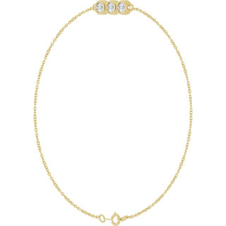14K Yellow 1/4 CTW Natural Diamond Three-Stone Line  7" Bracelet 