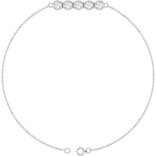 Sterling Silver 1/2 CTW Lab-Grown Diamond Five-Stone Line  7" Bracelet 