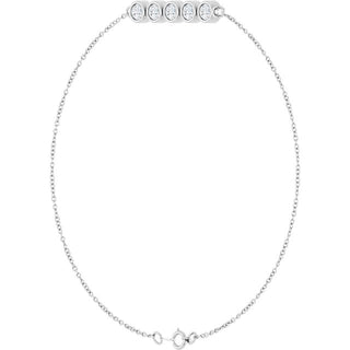 Sterling Silver 1/2 CTW Natural Diamond Five-Stone Line  7" Bracelet 