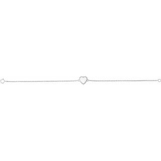 14K White Heart 7" Bracelet