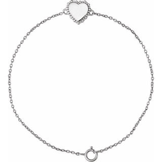 14K White Heart 7" Bracelet