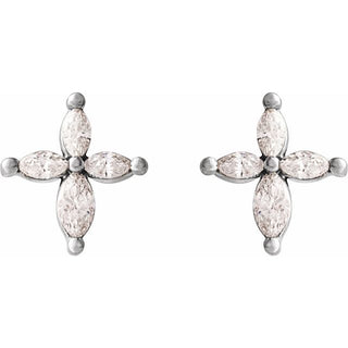 14K White 1/3 CTW Natural Diamond Cross Earrings 