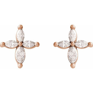 14K Rose 1/3 CTW Natural Diamond Cross Earrings 