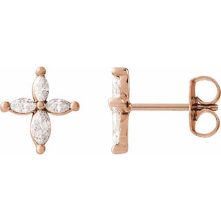 14K Rose 1/3 CTW Natural Diamond Cross Earrings 