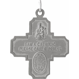 14K White 25x24 mm Four-Way Cross Medal 
