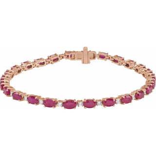14K Rose Lab-Grown Ruby & 5/8 CTW Lab-Grown Diamond Line 7" Bracelet