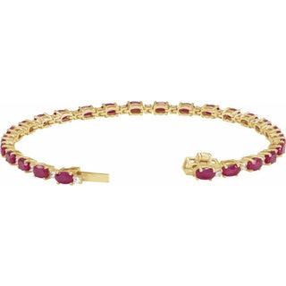 14K Yellow Lab-Grown Ruby & 5/8 CTW Lab-Grown Diamond Line 7" Bracelet