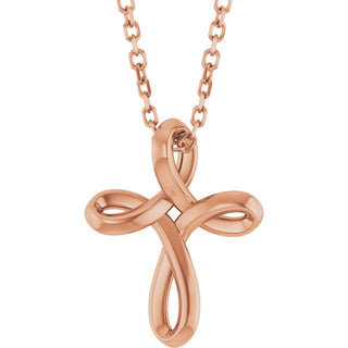 14K Rose Freeform Cross 16-18" Necklace