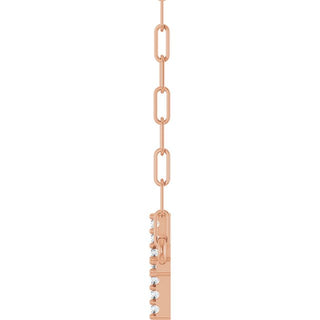 14K Rose .06 CTW Natural Diamond Sideways Cross 18" Necklace
