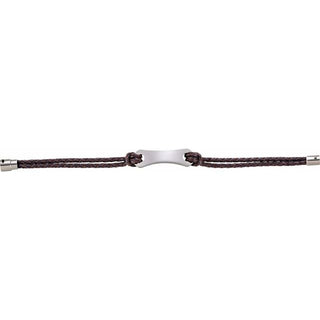 Stainless Steel 3 mm Dark Brown Leather 8 1/2" Bracelet
