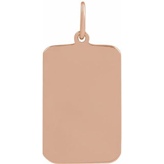 14K Rose Cross Dog Tag Pendant
