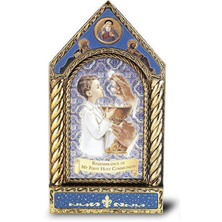 Communion Boy Embossed Shrine 6 X 3 Boxed