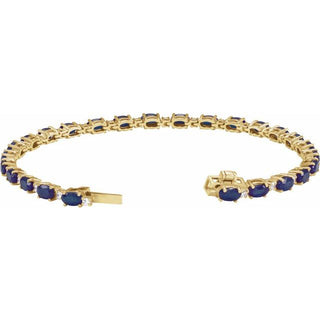 14K Yellow Lab-Grown Blue Sapphire & 5/8 CTW Lab-Grown Diamond Line 7" Bracelet