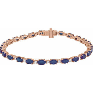 14K Rose Lab-Grown Blue Sapphire & 5/8 CTW Lab-Grown Diamond Line 7" Bracelet