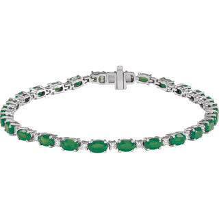 14K White Lab-Grown Emerald & 5/8 CTW Lab-Grown Diamond Line 7" Bracelet