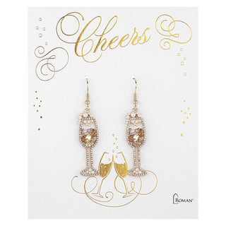 24-Piece Set Champagne Glass Earrings With Display - 1.5-Inch