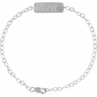 14K White Reversible Love Braille 7" Bracelet