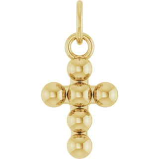 14K Yellow Beaded Cross Pendant