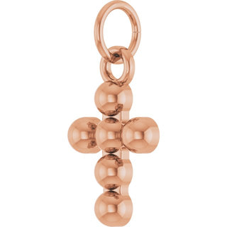 14K Rose Beaded Cross Pendant
