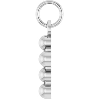 14K White Beaded Cross Pendant