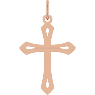 14K Rose Cross Pendant