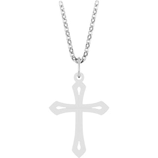 14K White Cross 18" Necklace