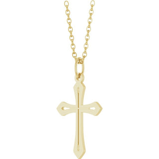 14K Yellow Cross 18" Necklace