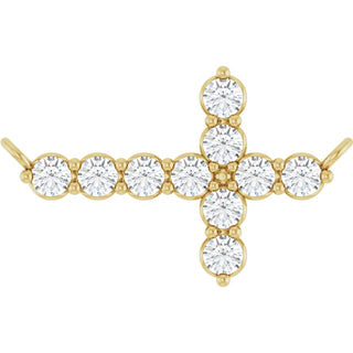 14K Yellow 1/4 CTW Natural Diamond Sideways Cross Necklace Center