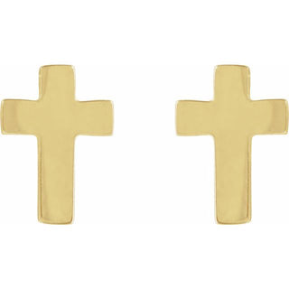 14K Yellow 7x5 mm Cross Earrings