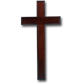 12" Dark Cherry Wood Cross Boxed