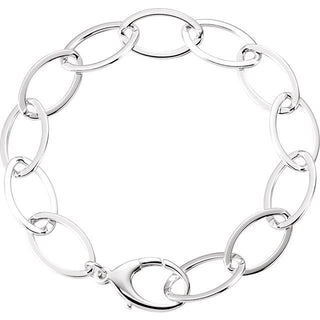 Sterling Silver 11.2 mm Cable 8" Bracelet