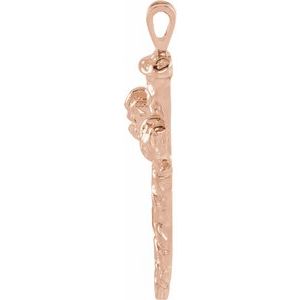 10K Rose Nail Design Cross Pendant
