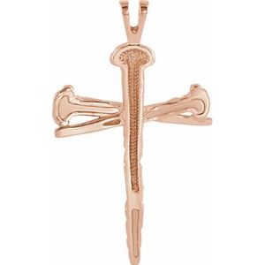 10K Rose Nail Design Cross Pendant