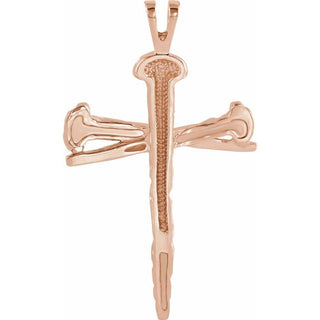 18K Rose Nail Design Cross Pendant