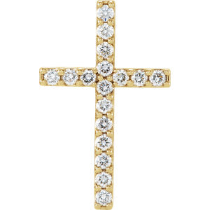 14K Gold 1/2 CTW Petite Diamond Cross Pendant