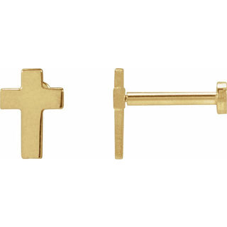 14K Yellow 7x5 mm Cross Earrings