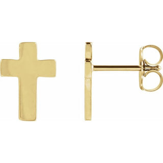 14K Yellow 7x5 mm Cross Earrings