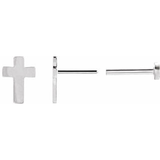 14K White 7x5 mm Cross Earring