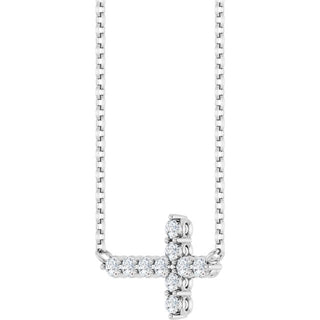 Sterling Silver 1/3 CTW Lab-Grown Diamond Sideways Cross 18" Necklace