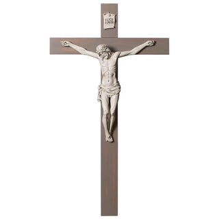 40-Inchfontanini Crucifix-Carrara Corpus/Lt Grey Oak Cross