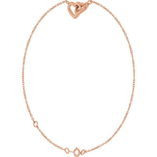 14K Rose Interlocking Hearts Link 6 1/2-7 1/2" Bracelet
