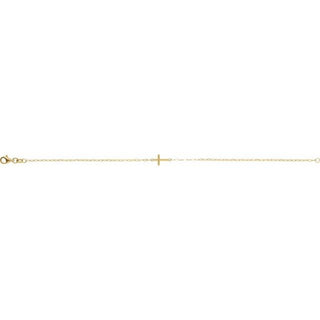 14K Yellow Sideways Cross 7" Bracelet