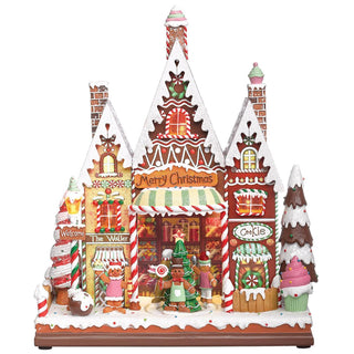 15.5-Inch Lighted Musical 3 Candy Shops With Rotating Scene