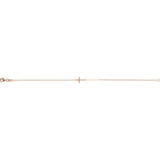 14K Rose Sideways Cross 7" Bracelet