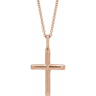 14K Rose Knife-Edge Cross 16-18" Necklace