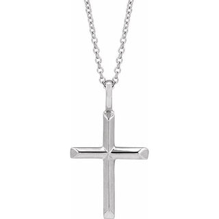 Sterling Silver Knife-Edge Cross 16-18" Necklace