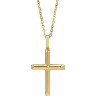 14K Yellow Knife-Edge Cross 16-18" Necklace