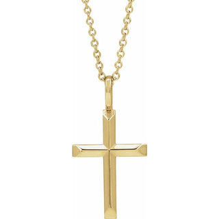 14K Yellow Knife-Edge Cross 16-18" Necklace